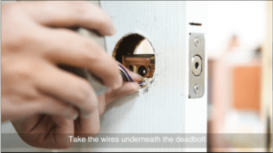 take the wire under the deadbolt
